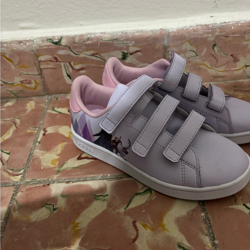 adidas Purple Sneakers with Velcro Straps and Low-Top Design